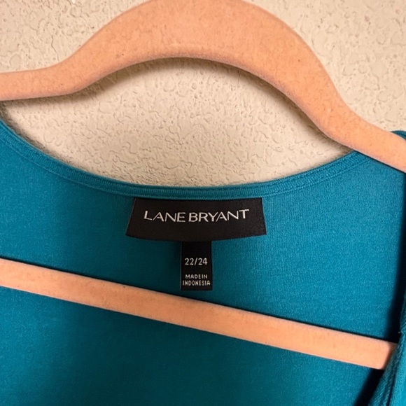 Lane Bryant Teal Blue Asymmetrical Hem Surplice Faux Wrap Midi Dress 22/24 - Picture 10 of 11